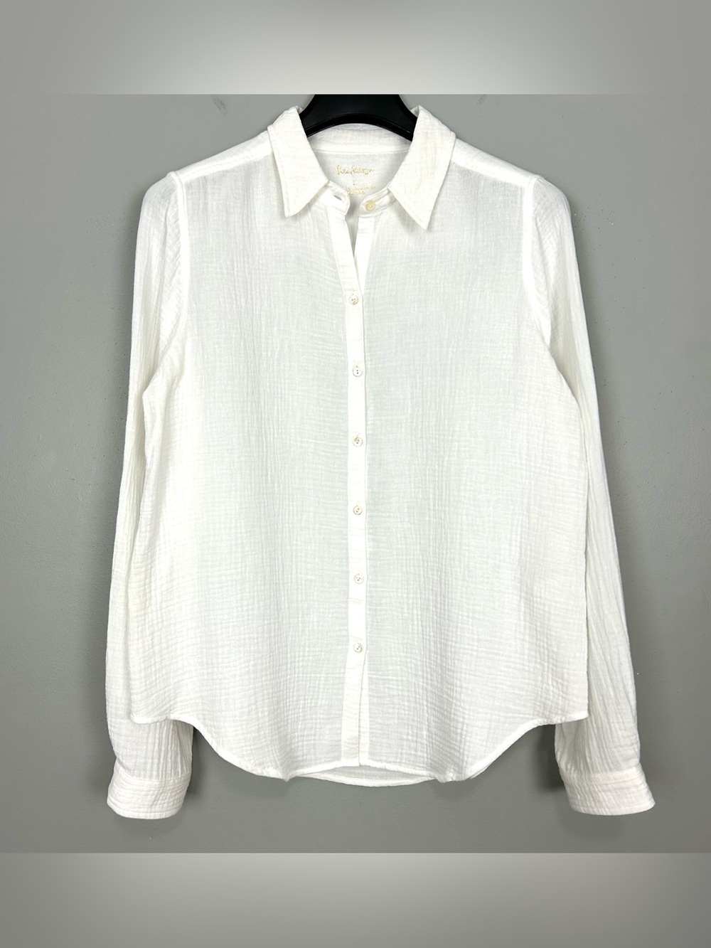 Lilly Pulitzer Geanie Cotton Gauze Shirt Women’s Size L Button Front Crinkle